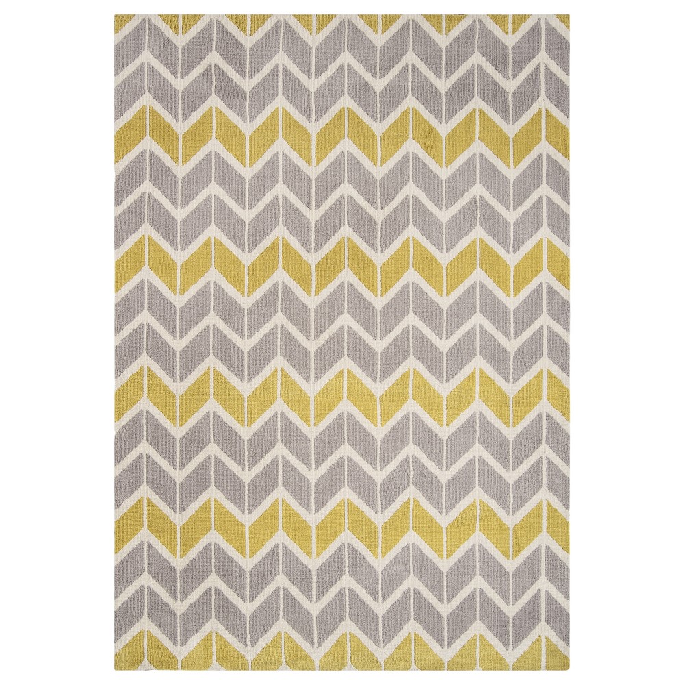 Arlo Chevron Rugs AR06 in Lemon and Grey